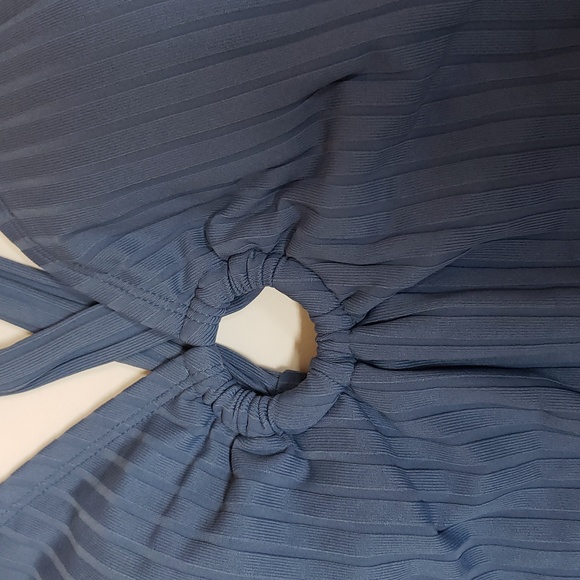 NEW! Wide-Ribbed Ring Detail Medium Coverage One Piece Swimsuit - Kona Sol, Blue - Picture 5 of 9